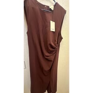 Luxely Women's Sleek Midi Sheath High Neckline Fitted Silhouette 16